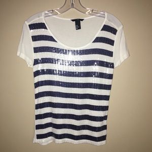 H&M Blue and White Striped Sequin Top 4th of July